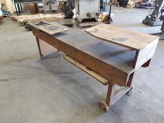 Wooden Workbench with Wheels
