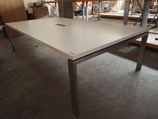 White Office Meeting Table with Power Outlets