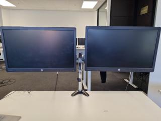 2x HP 23" Full HD LED Monitors w/ Dual Monitor Desk Stand