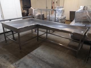 Large Stainless Steel Food Processing Table Basin