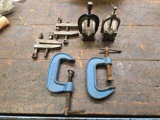 V-blocks, G clamps, and parallel clamps set