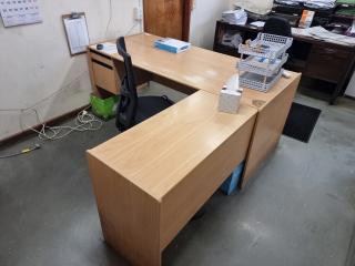 Office Corner L-Shaped Workstation Desk w/ Chair