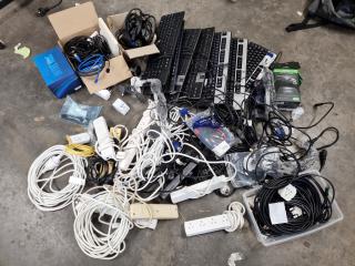 Assorted IT Power Cords, Powerboards, Keyboards, Mice & More