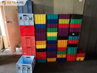 64x Assorted Plastic Storage Bins