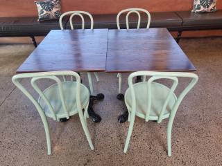 2 x Cafe Tables and 4 x Chairs