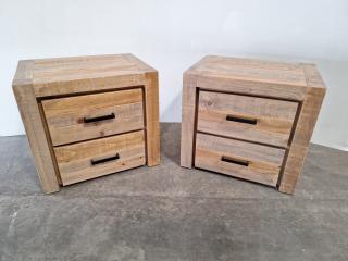 2x Rustic Style Wooden Bedside Drawers from Stoke Furniture