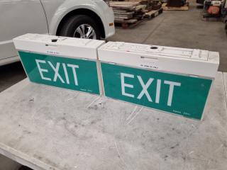 2x Legrand LED Exit Signs, Double Sided, Battery Backup