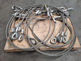 14x Assorted Steel Cable Lifting Slings