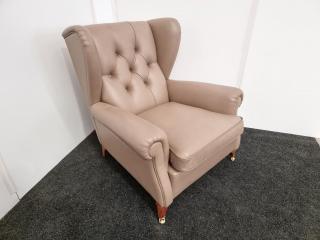 English Style Wingback Chair   - Leather