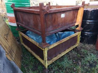 2x Heavy Duty Stackable Steel Industrial Storage Bins