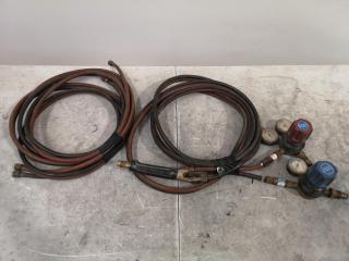 2x Welding Hoses w/ Torch Component & 2x Regulators