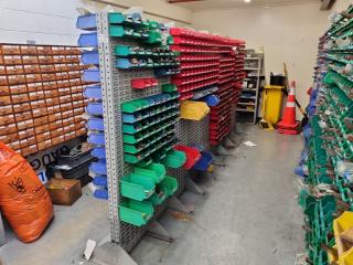 Huge Double Sided Parts Bin Rack w/ Contents