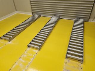 3x Stainless Steel Floor Mount Pallet Roller Conveyors