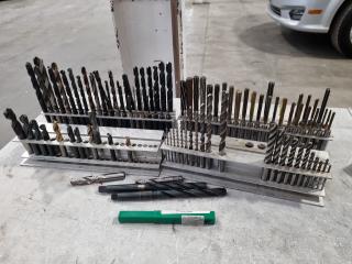 4x Racks of Imperial & Metric Size Drills, Reamers, & More