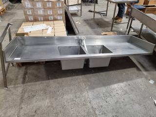 Stainless Steel Commercial Dual Sink Bench