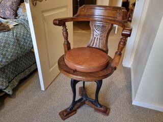 Antique Wood & Iron Swivel Chair