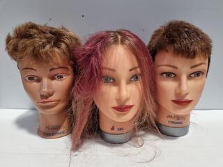 3x Dateline Hairdressing Practice Mannequin Heads