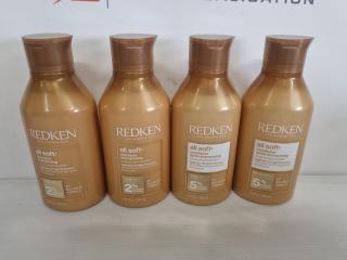 4 Bottles Redken Shampoo and Container