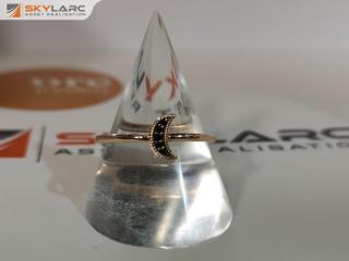 Moon Crescent Ring Black SP | 18k Rose Gold Vermeil | KIRSTIN ASH