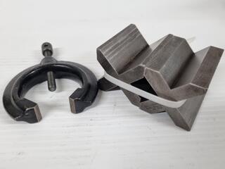 2x Starrett No.268 V-Blocks w/ 1x Clamp