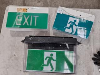 3x Assorted Lighted Exit Safety Signs