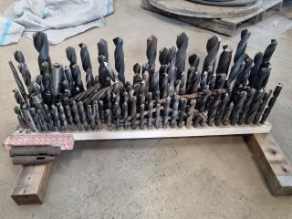 Large Assortment of Morse Taper Drills w/ Stand