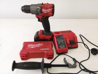 Milwaukee 18V Cordless Drill Driver w/ Battery, Charger, Bit Set