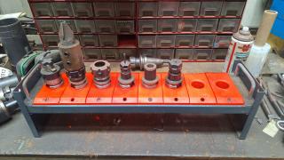 6 x BT30 Tool Holders and Holding Rack