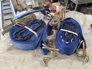 2x Heavy Duty Ratchet Tiedown Sets, 5000kg Capacity