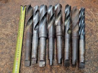 8x Assorted Drills w/ No.4 Tapered Shanks