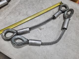 2x Steel Cable Lifting Eye Assemblies, 630mm x 16mm dia