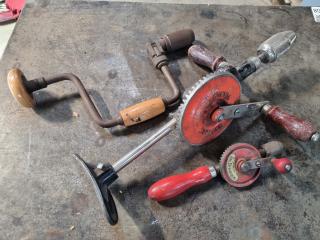 3x Antique or Vintage Hand Drills