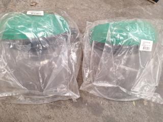 2 x Clear Safety visor with green browguard.