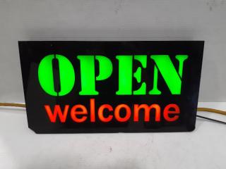 Backlit "Open Welcome" Display Sign