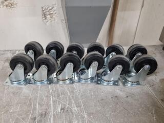 12x 60mm dia Trolley Swivel Wheel Assemblies