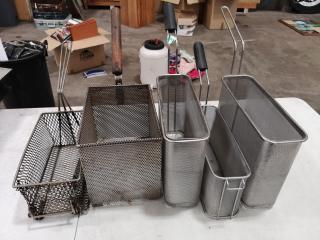 5x Assorted Comnercial Deep Fryer Baskets