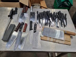 43x Assorted Commercial Kitchen Knives