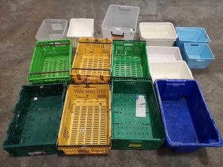 16x Assorted Storage Bins