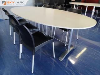 Stylish 2400mm Office or Cafeteria Table w/ 6x Stacking Chairs