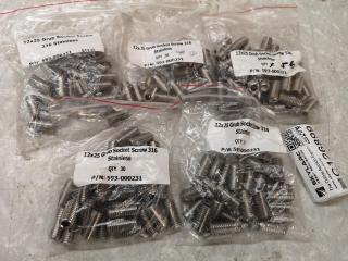 159x 12x25mm Grub Socket Screws, 316 Stainless Steel Grade