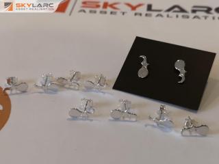 5x Pairs of Interplanetary Silver Stud Earrings