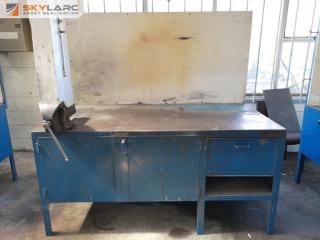 Heavy Duty Steel Workshop Workbench w/ Built in Storage