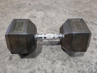 25kg Hex Rubber Dumbell by XLR8