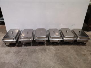 6x Stainless Steel Commercial Catering Chafing Tray Units