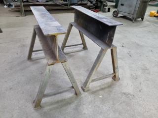 Pair of Heavy Steel I-Beam Sawhorses