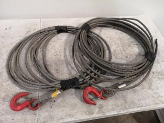 2x Lengths of 10mm Diameter Steel Cables w/ Lifting Hooks