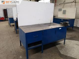 Heavy Duty Steel Workshop Workbench w/ Built in Storage