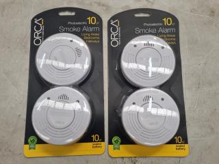 4x Orca Photoelectric Smoke Alarms, New