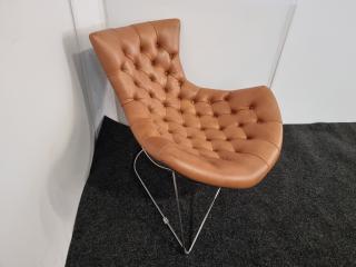 Sessel Style Curved Chair - Full Leather (Orange/Tan)