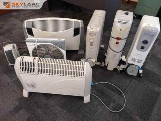 6x Assorted Electric & Oil Fin Heaters +1x Fan for Home or Office